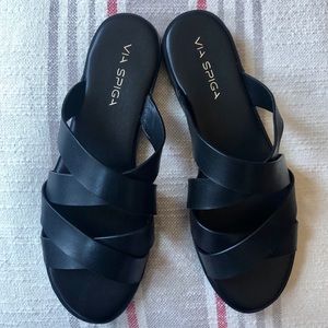 Via Spiga Jena Crisscross Black Leather Sandal